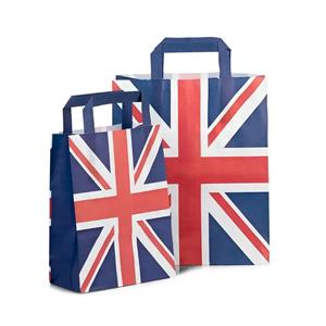 Union Jack Design Carrier Bags with Flat Handles