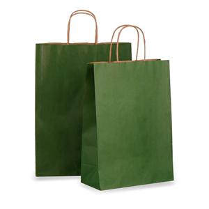 Dark Green Paper Carrier Bags with Twisted Handles