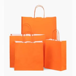 Premium Italian Orange Paper Carrier Bags with Twisted Handles