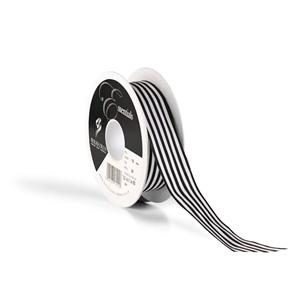 Black & White Striped Ribbon 25mm x 25m