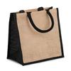 Luxury Padded Handles Natural Jute Bag with Black Trim