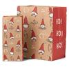 Smiling Santa Brown Block Bottom Bags