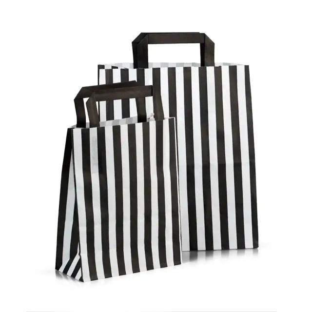 Candy Striped Black  Paper Carrier Bags