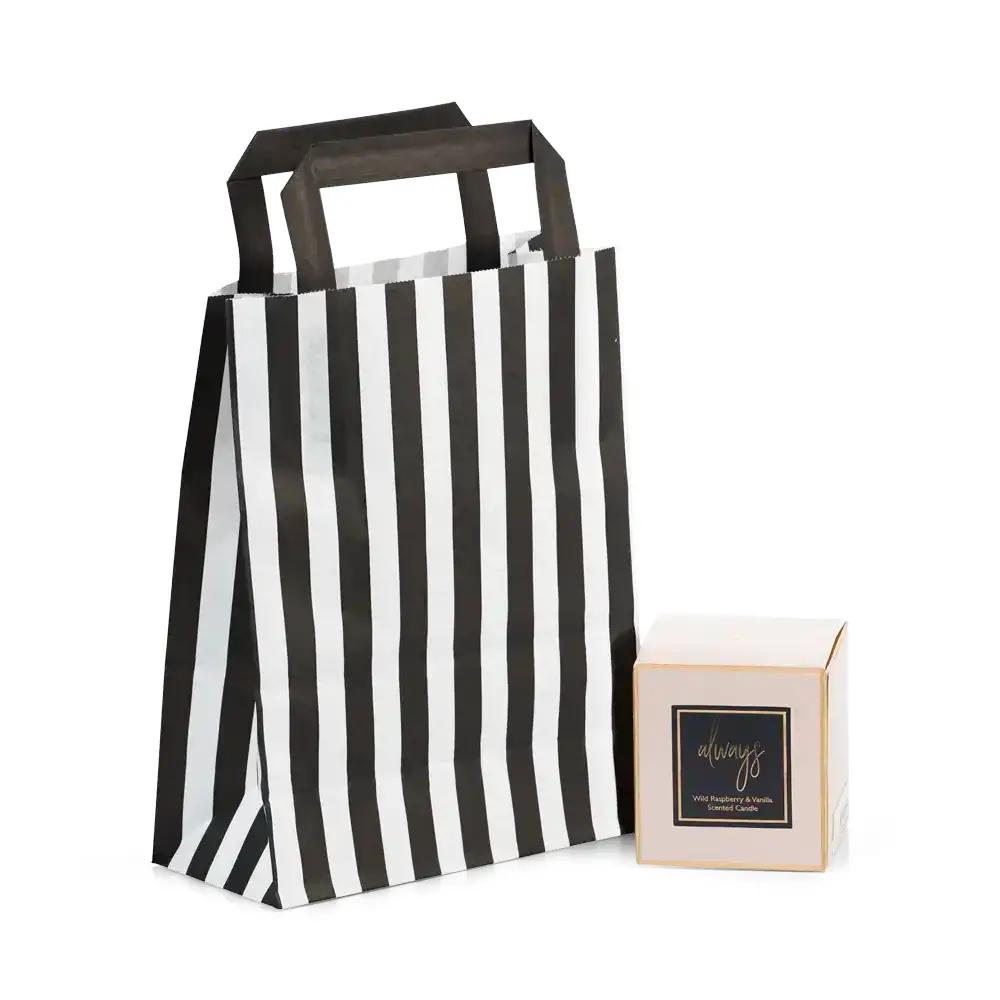 Candy Striped Black  Paper Carrier Bags