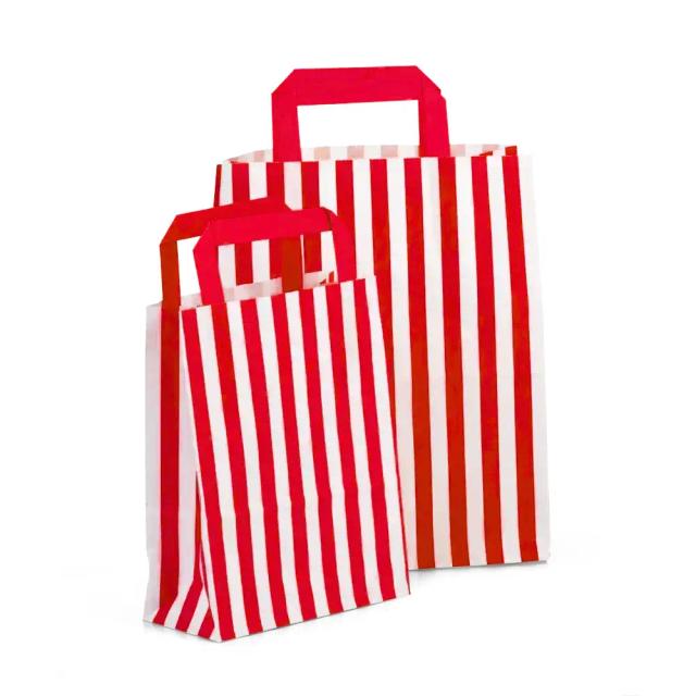 Candy Striped Red Paper Carrier Bags