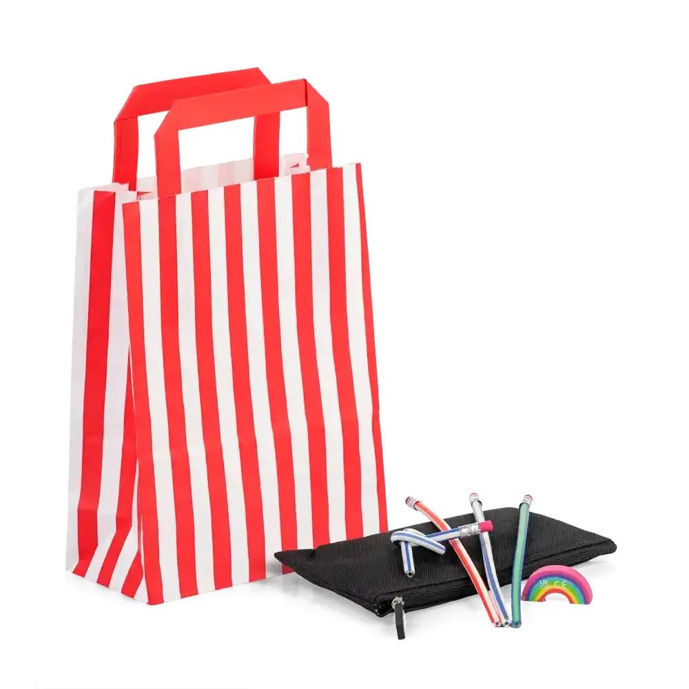 Candy Striped Red Paper Carrier Bags