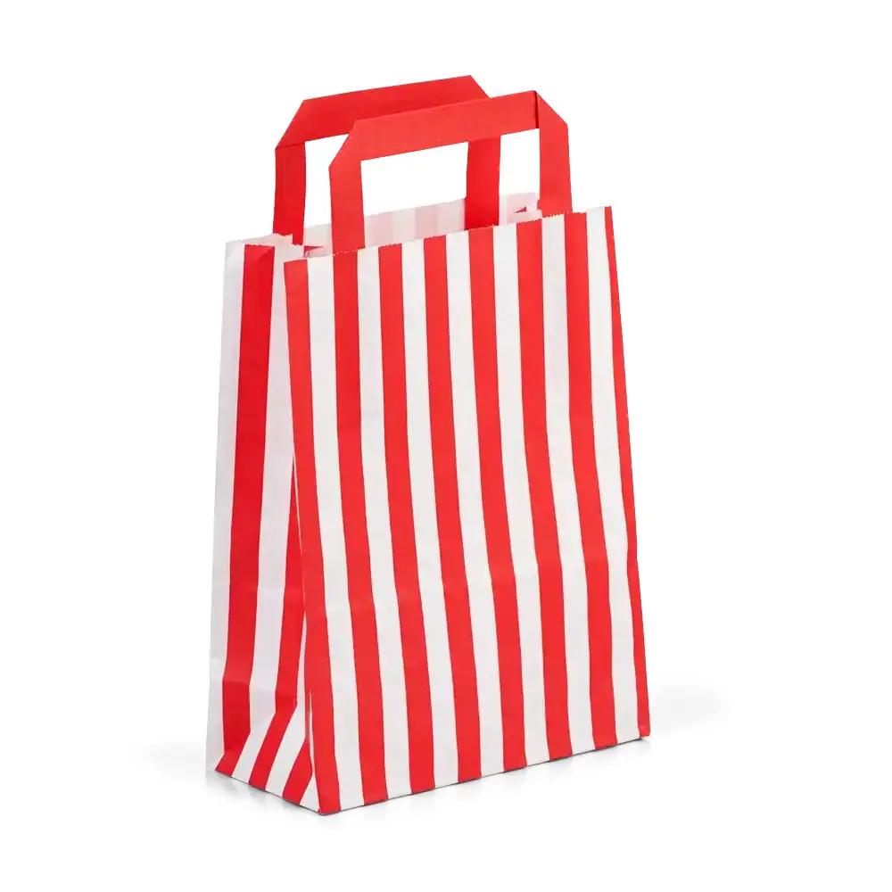 Candy Striped Red Paper Carrier Bags