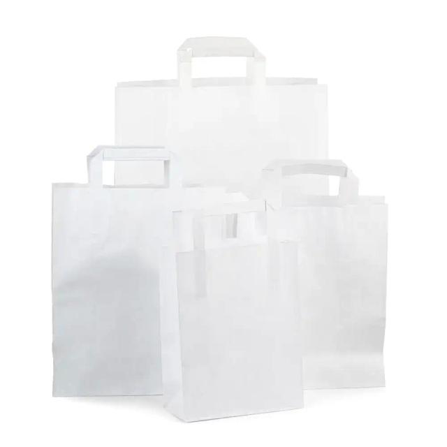 White Flat Handle Premium Paper Carrier Bags