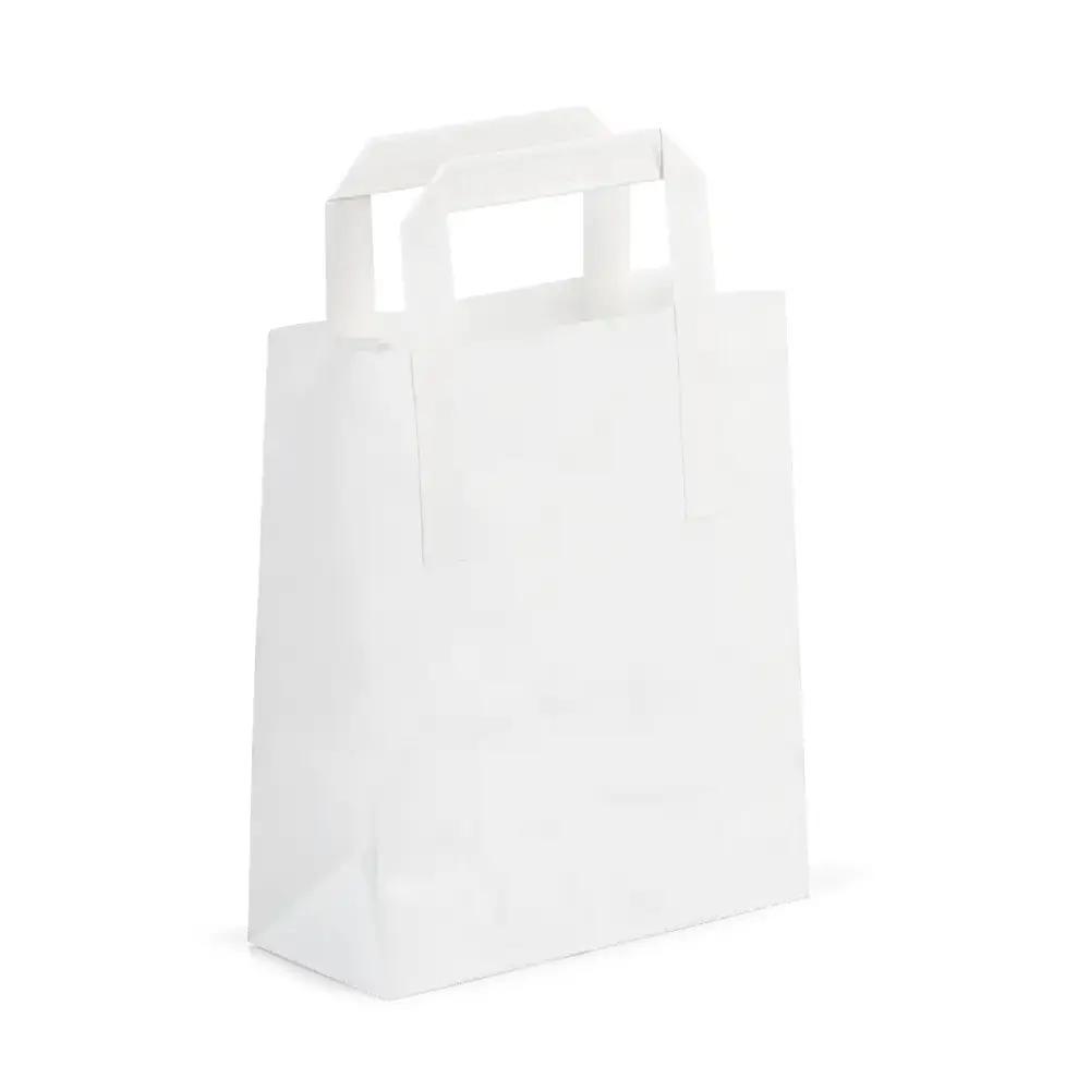 White Flat Handle Premium Paper Carrier Bags