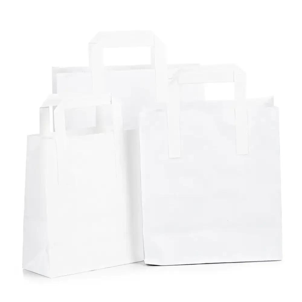 White Flat Handle Paper Carrier Bags