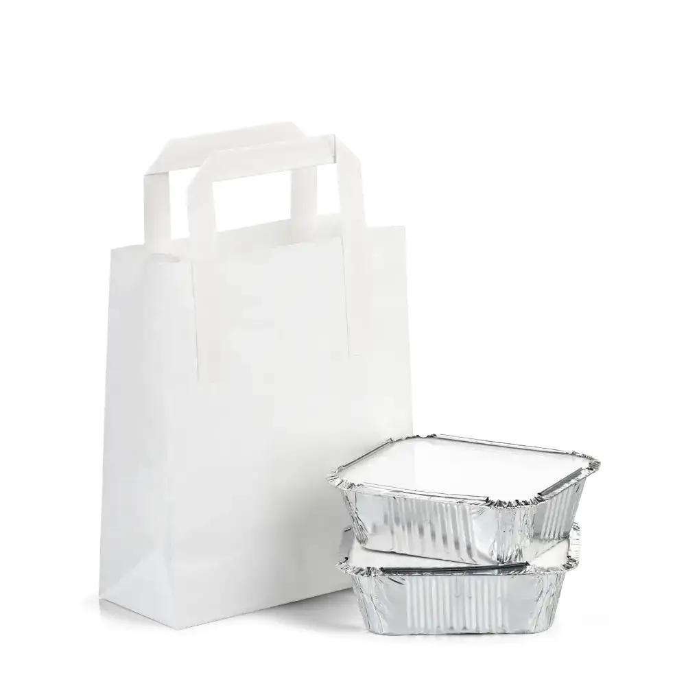 White Flat Handle Paper Carrier Bags