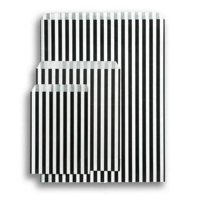 Candy Striped Black Paper Bags