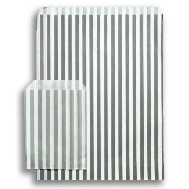 Grey Candy Stripe Paper Party Bags