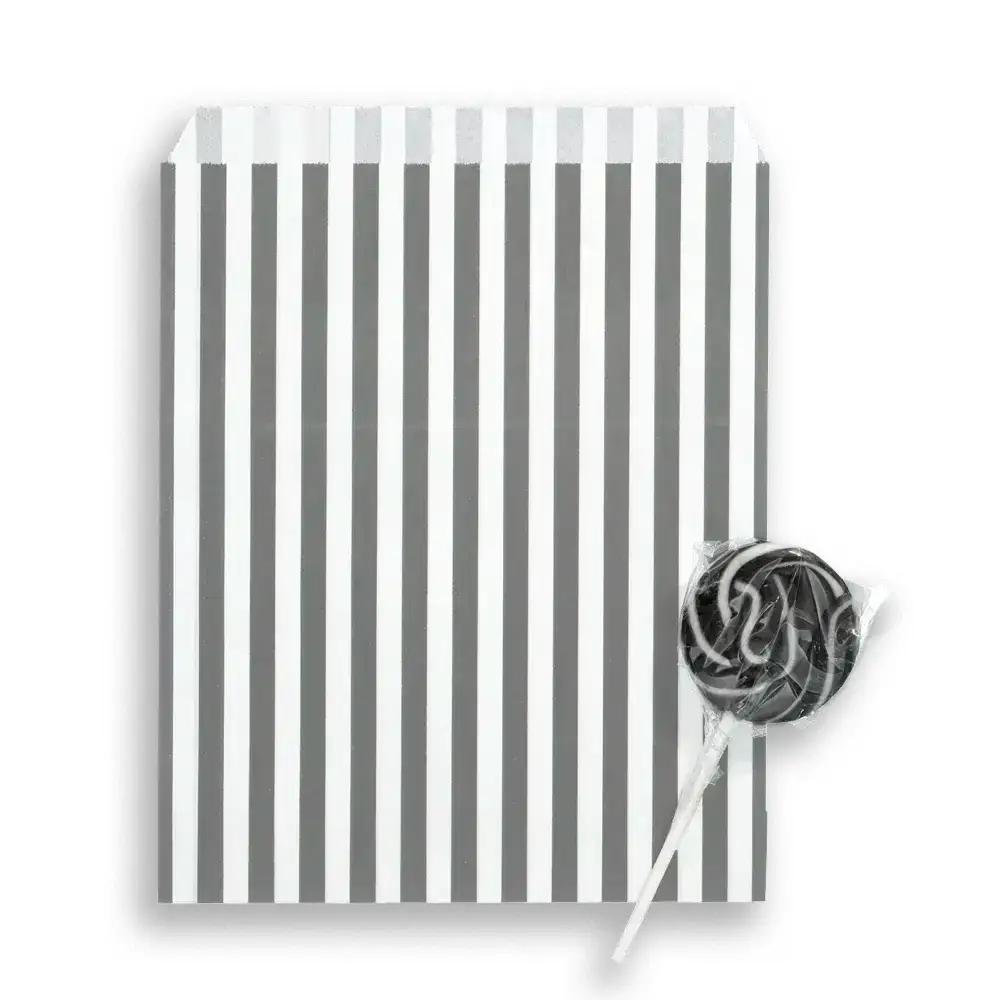 Grey Candy Stripe Paper Party Bags