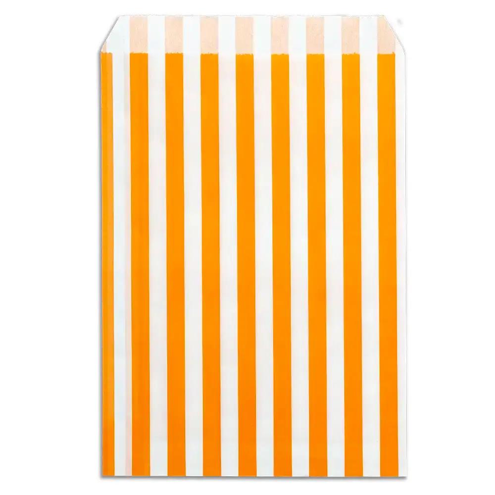 Orange Candy Stripe Paper Bags