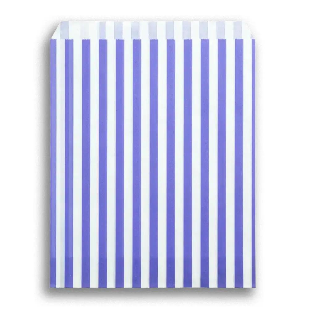 Candy Striped Purple Paper Bags