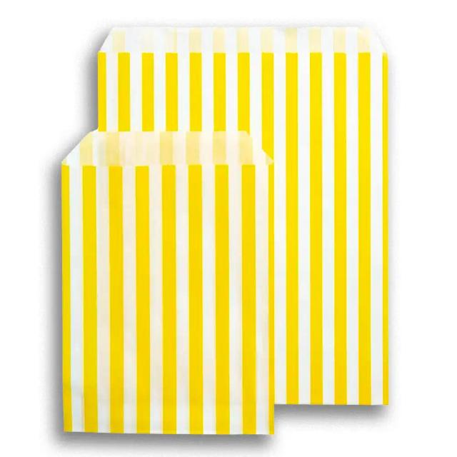 Yellow Candy Stripe Paper Bags