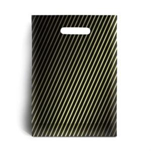 Striped Black and Gold Plastic Carrier Bags