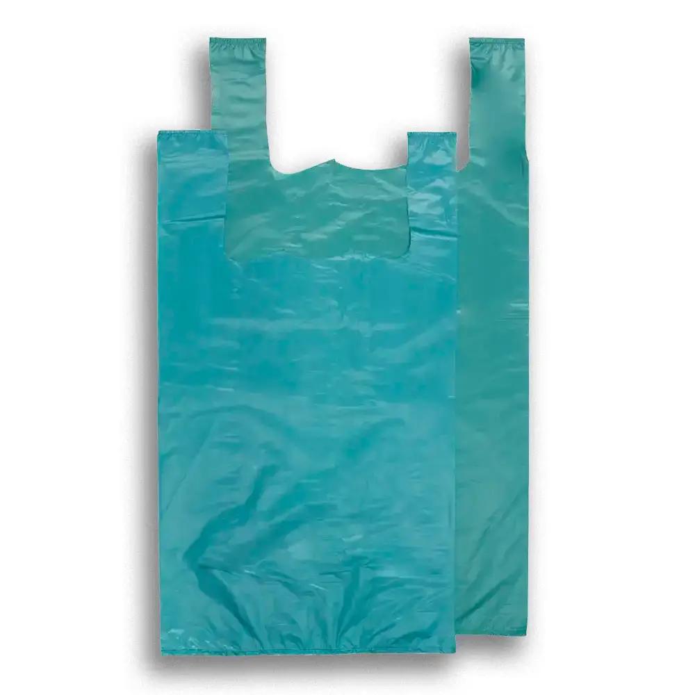 Vest Style Recycled Green Plastic Carrier Bags