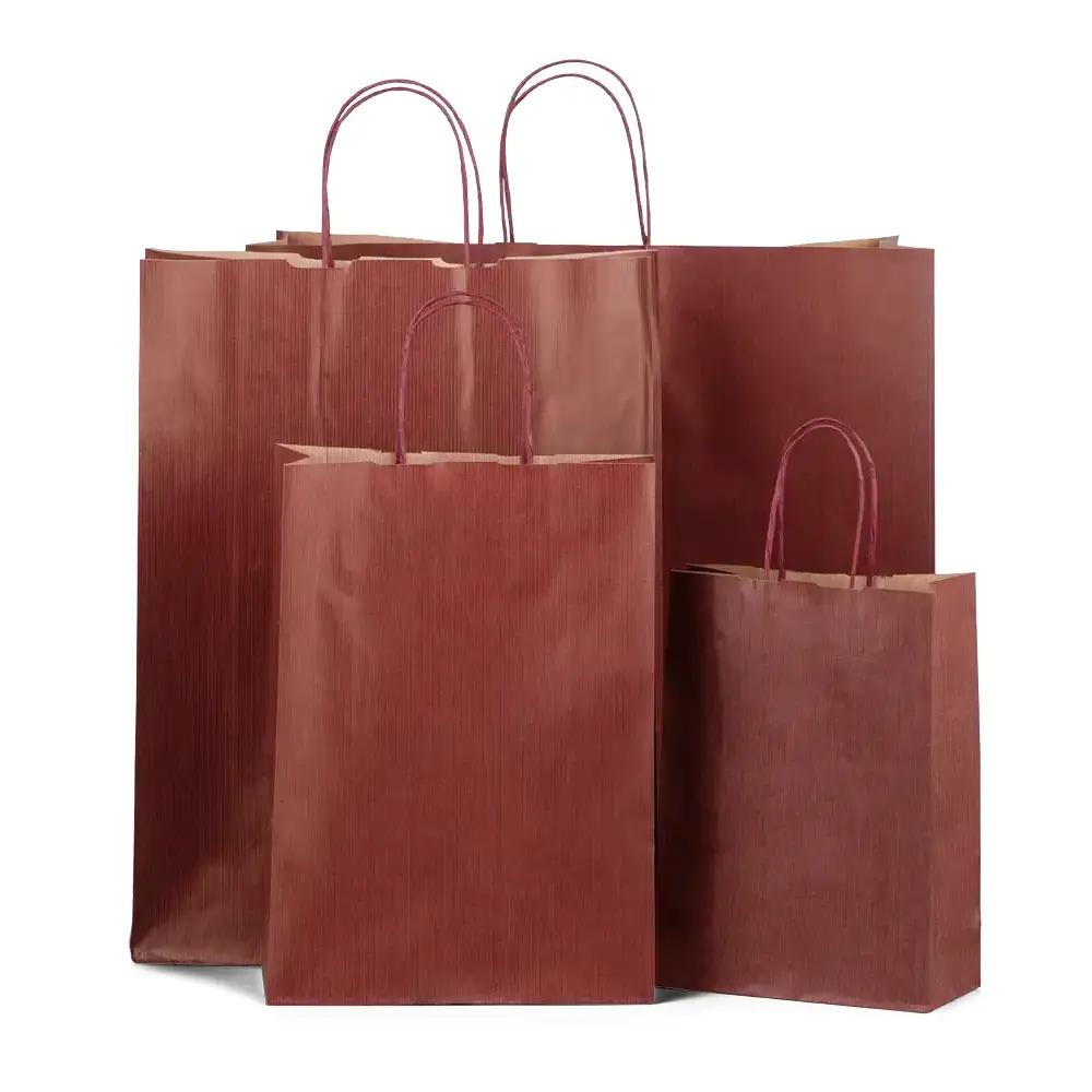 Premium Italian Burnt Red  Paper Carrier Bags with Twisted Handles