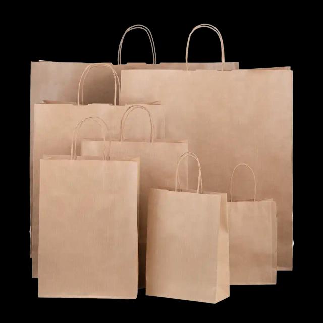 Premium Italian Brown Paper Carrier Bags with Twisted Handles