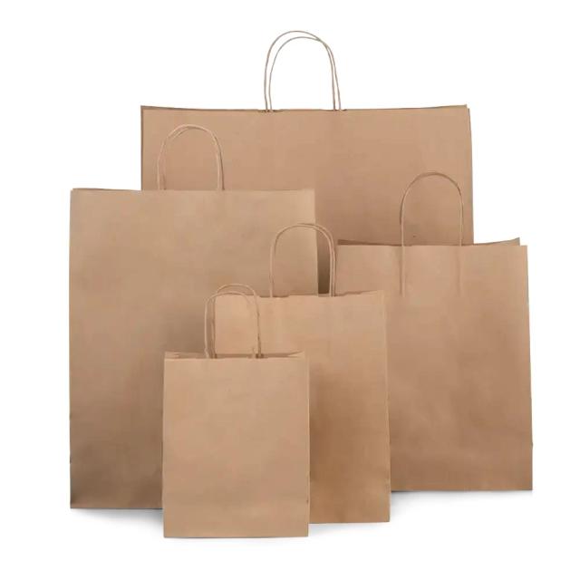 Value Recycled Brown Paper Carrier Bags with Twisted Handles (Unribbed)