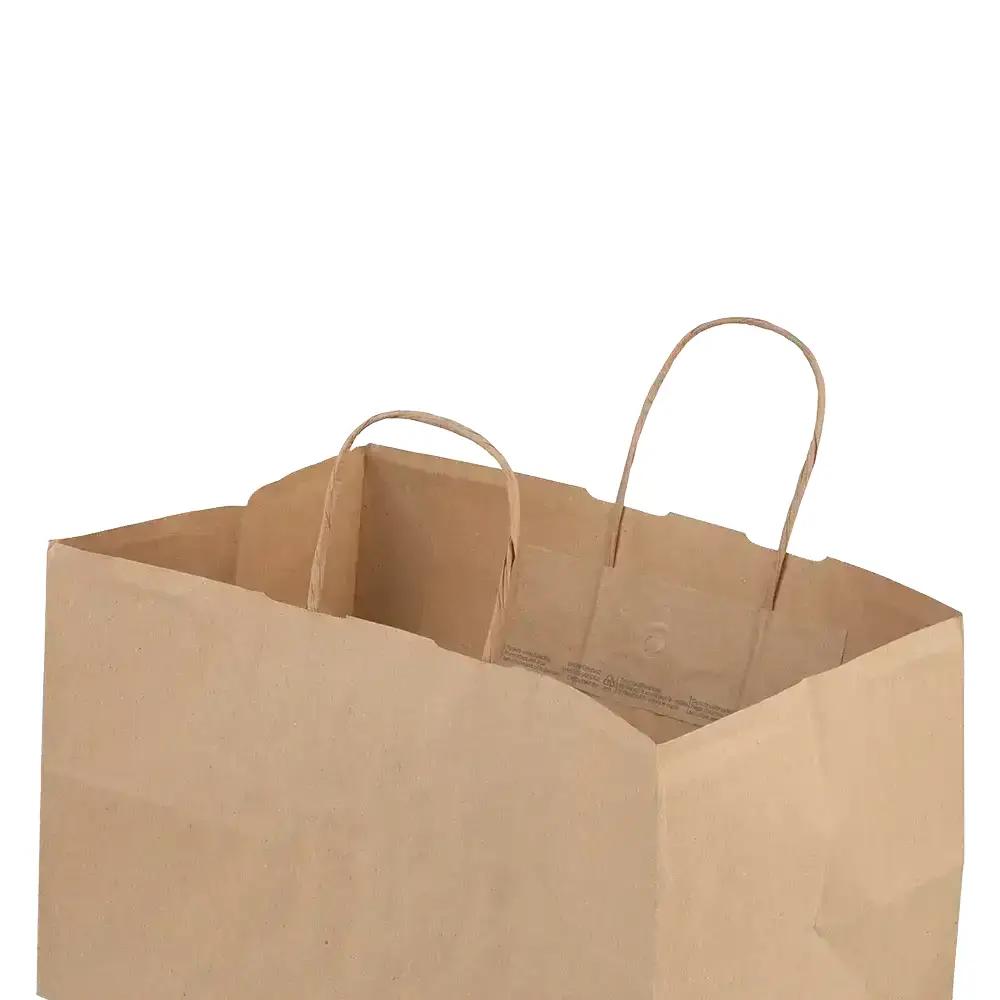 Wide Base Brown Paper Carrier Bags With Twisted Handles