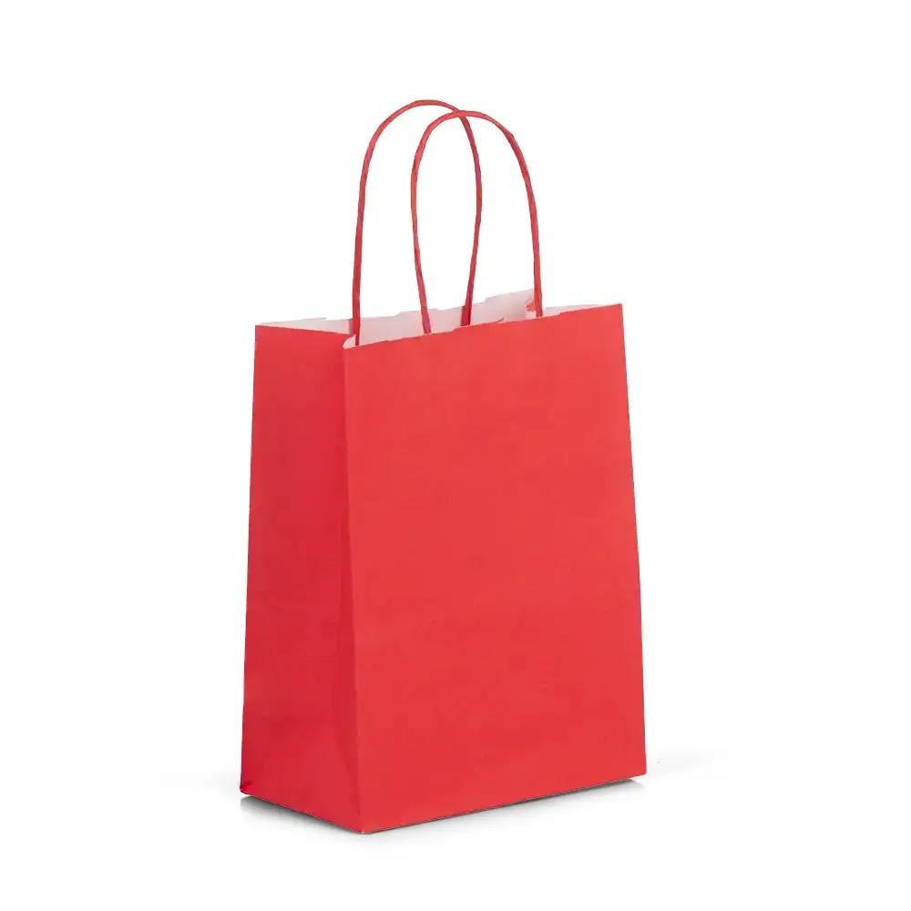 Premium Italian Cherry Red Paper Carrier Bags with Twisted Handles