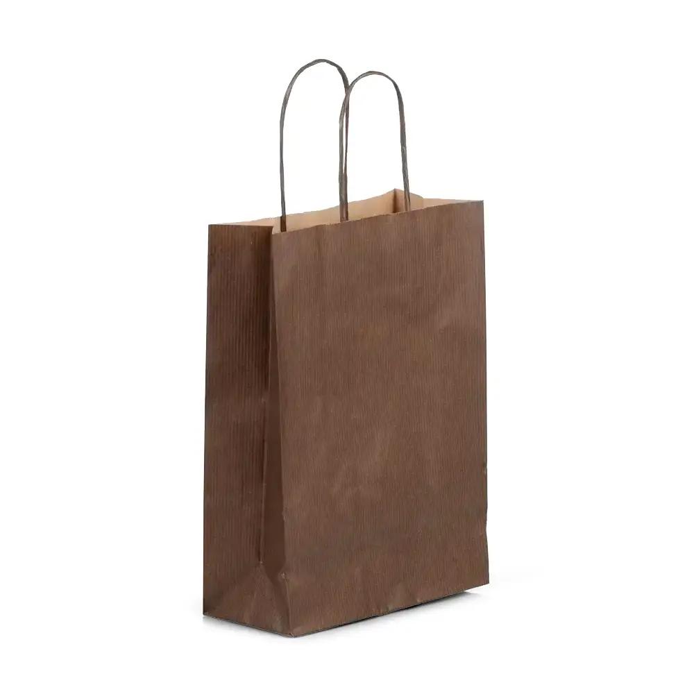 Premium Italian Chocolate Brown Paper Carrier Bags with Twisted Handles