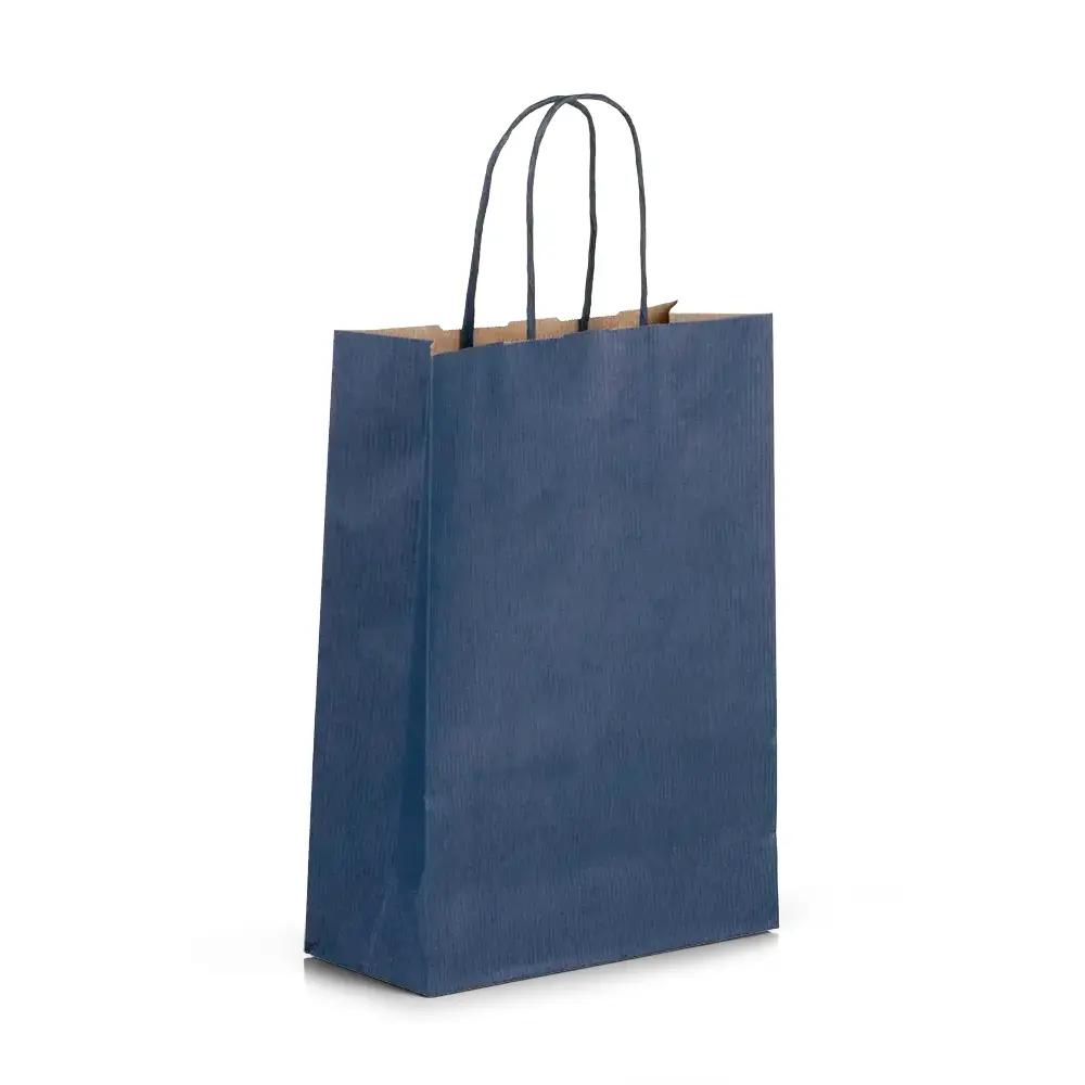 Premium Italian Dark Blue Paper Carrier Bags with Twisted Handles