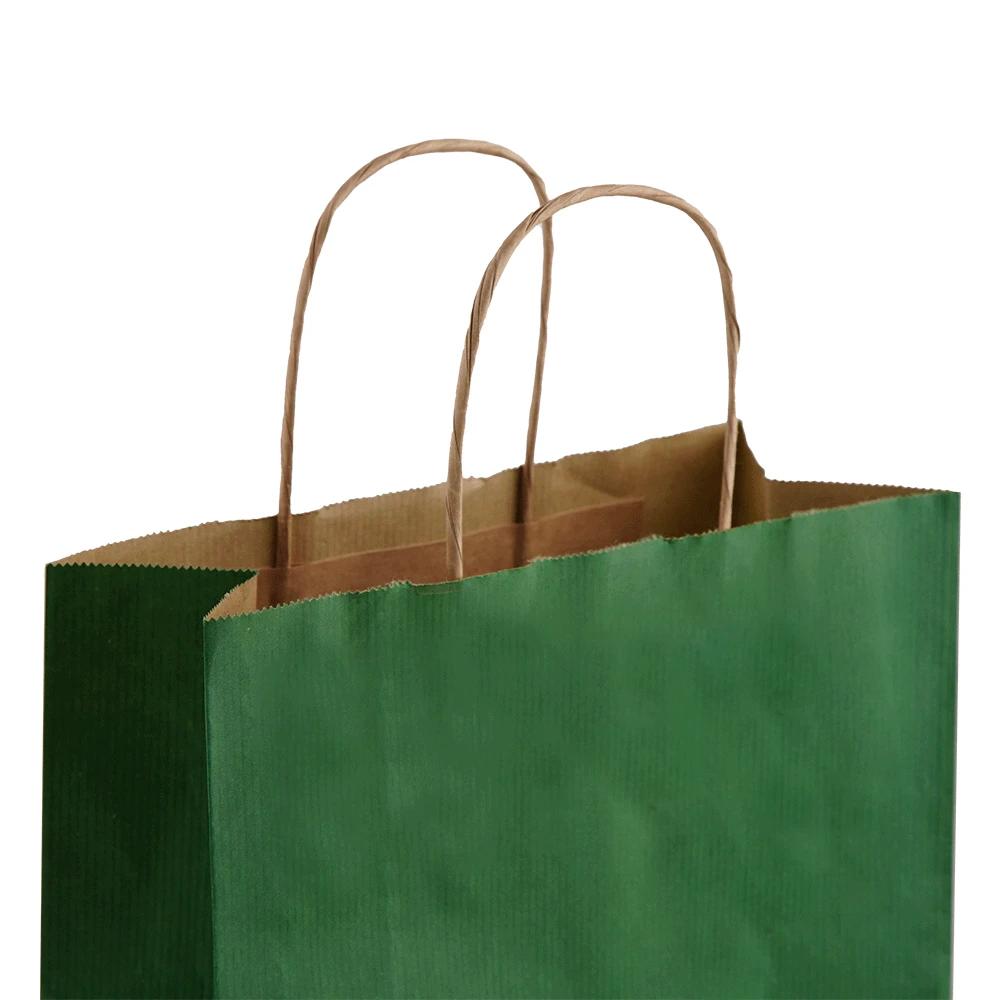 Dark Green Paper Carrier Bags with Twisted Handles