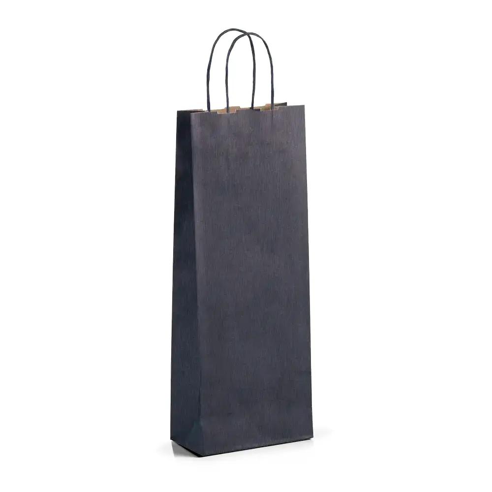 Italian Blue One Bottle Paper Bag with Twisted Handles