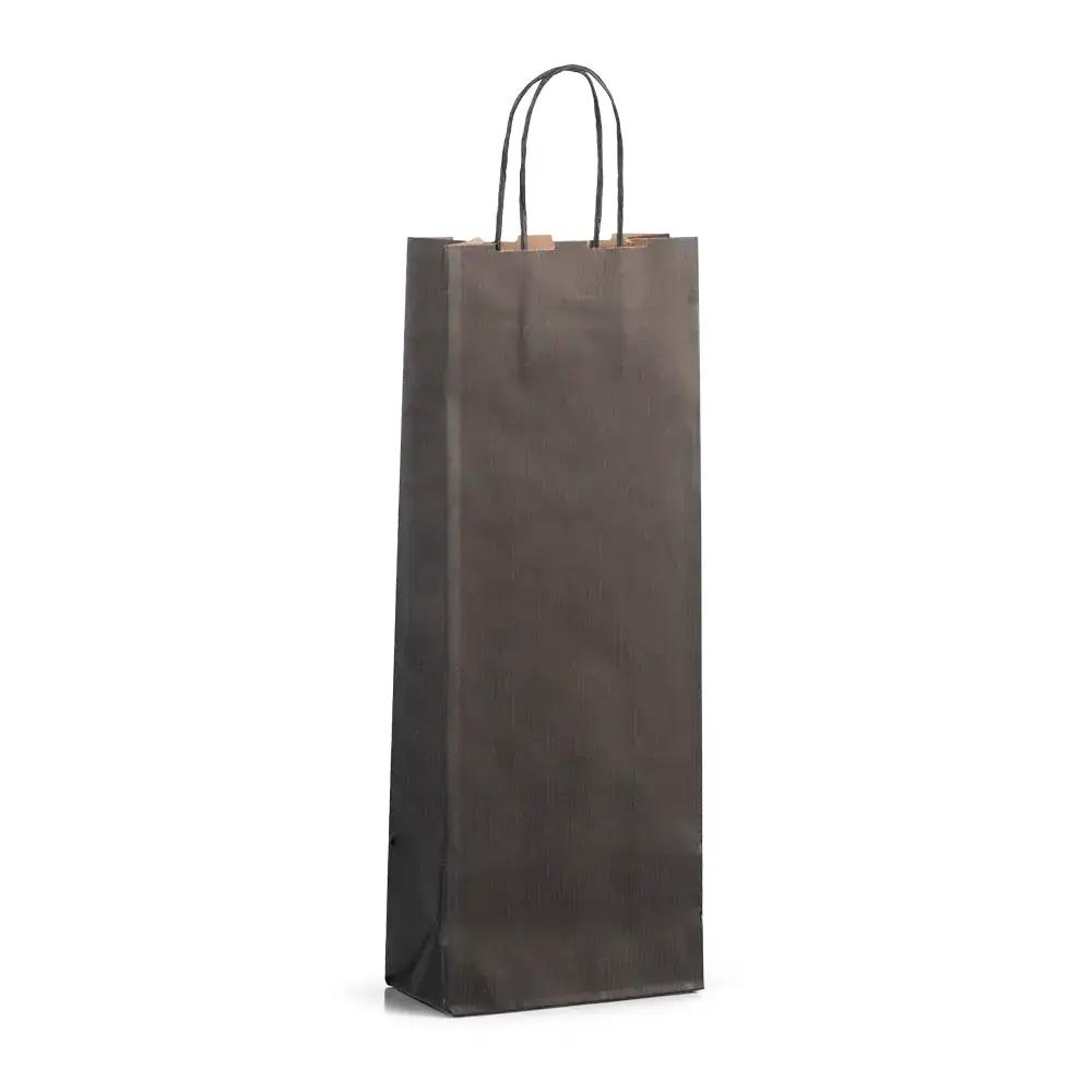 Italian Black  One Bottle Paper Bag with Twisted Handles