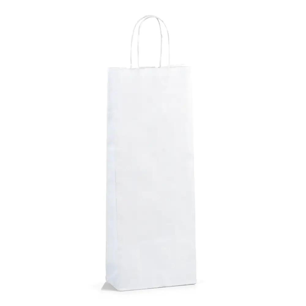 Italian White One Bottle Paper Bag with Twisted Handles