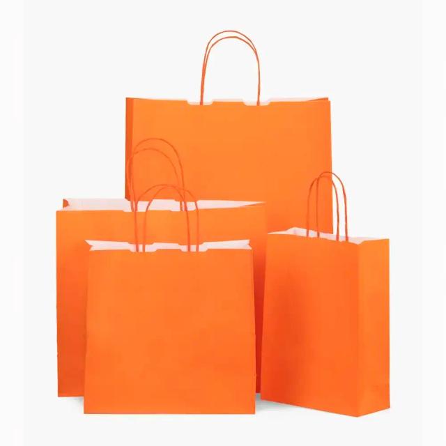 Premium Italian Orange Paper Carrier Bags with Twisted Handles