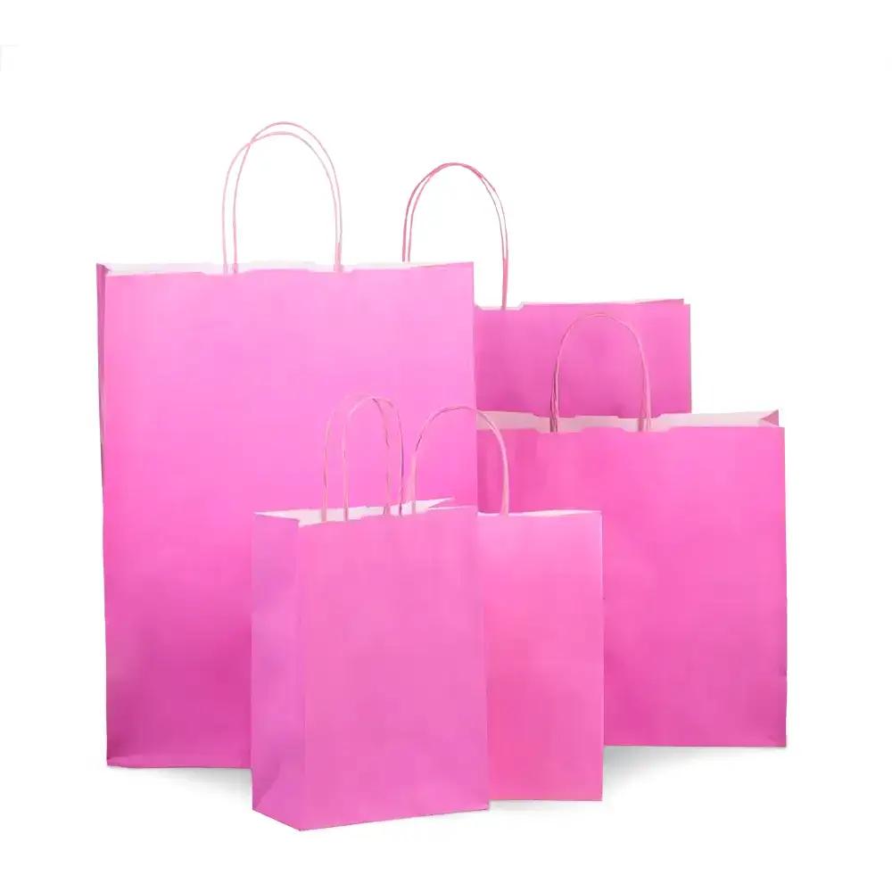 Premium Italian Pink Paper Carrier Bags with Twisted Handles