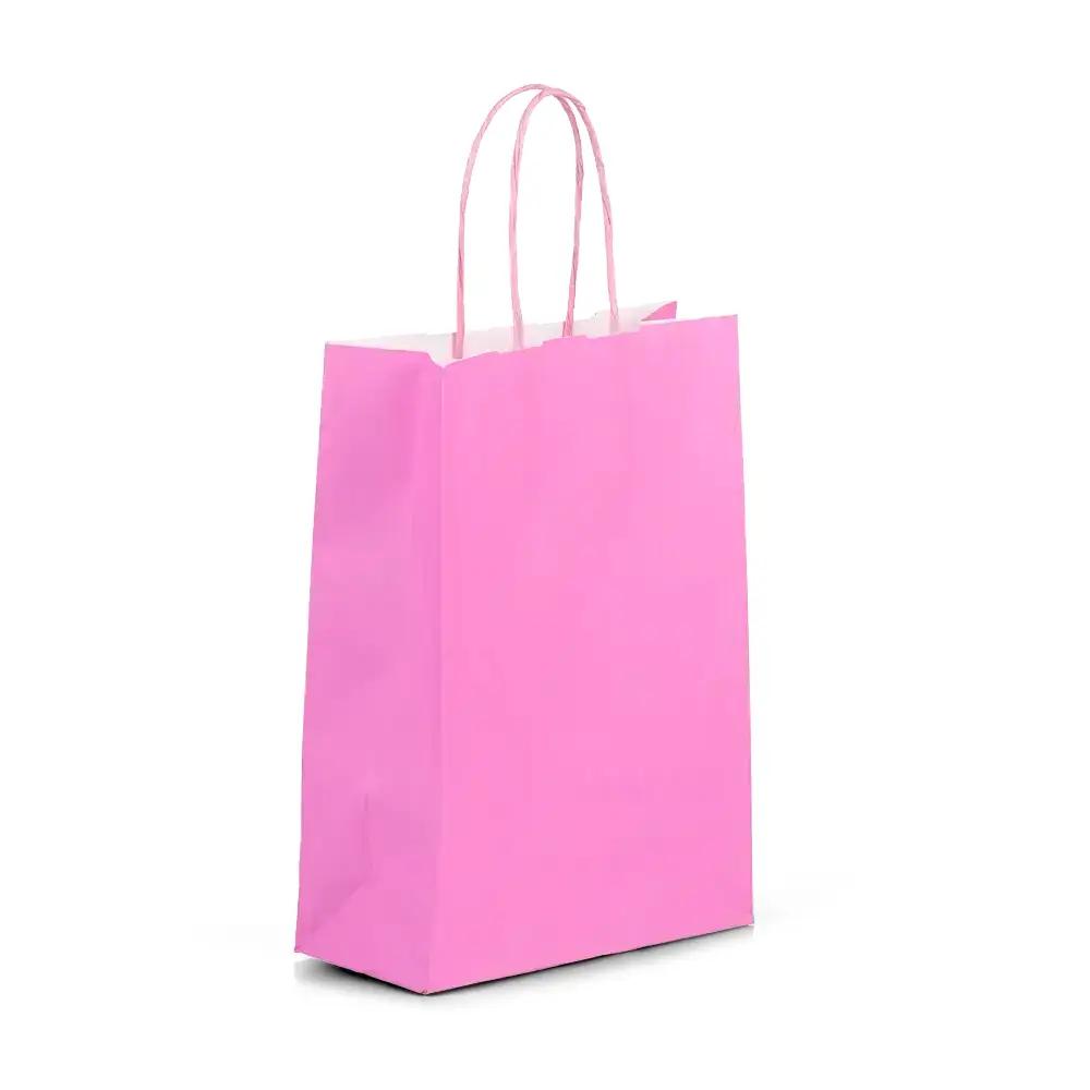 Premium Italian Pink Paper Carrier Bags with Twisted Handles