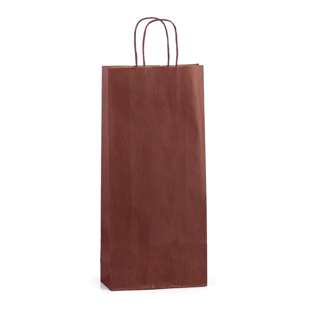 Italian Bordeaux Two Bottle Paper Bag with Twisted Handles