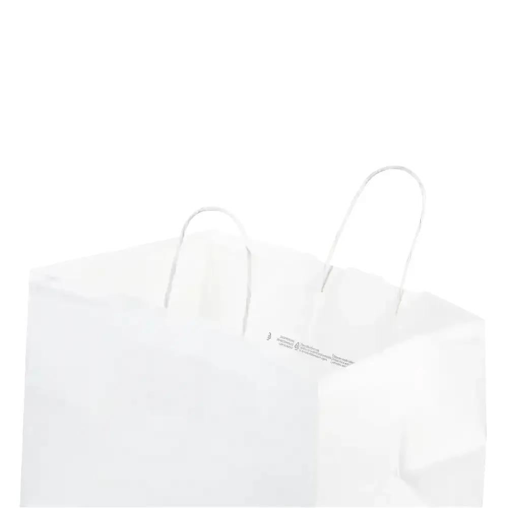 Wide Base White Paper Carrier Bags With Twisted Handles