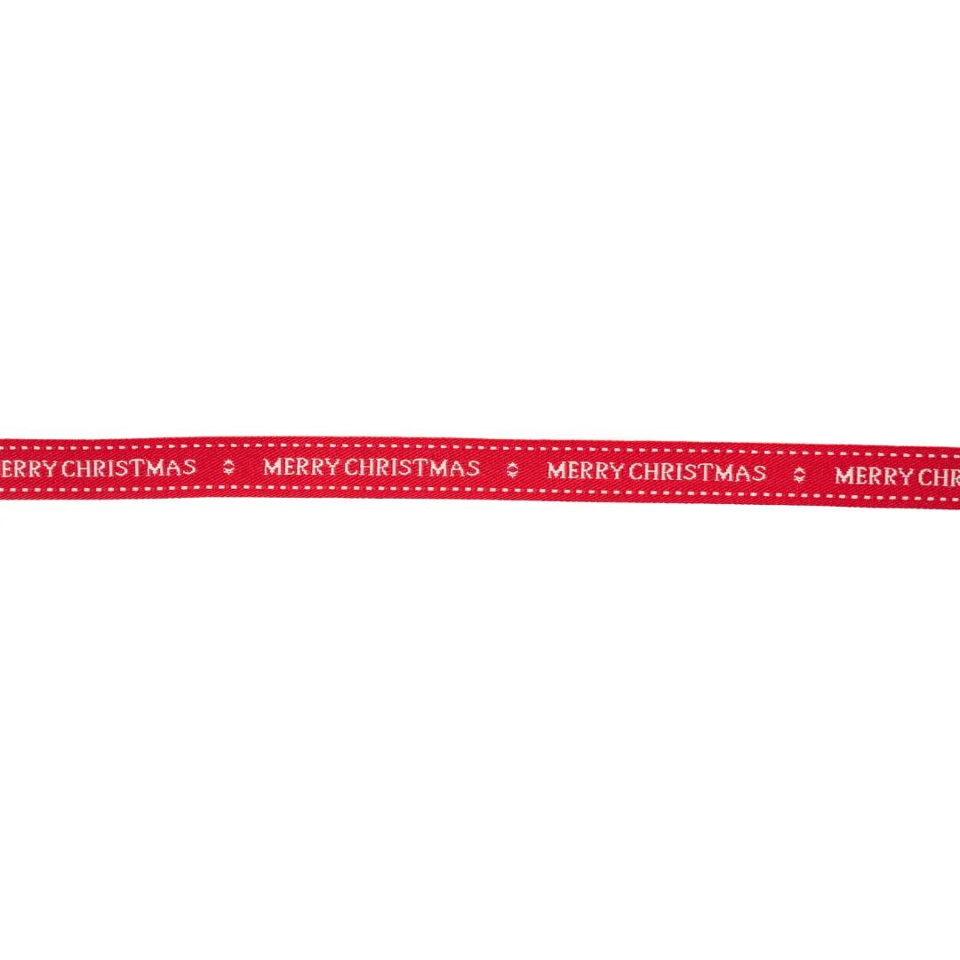 Merry Christmas on Woven Red Ribbon