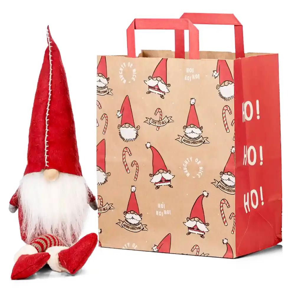 Smiling Santa Brown Internal Flat Handle Bags